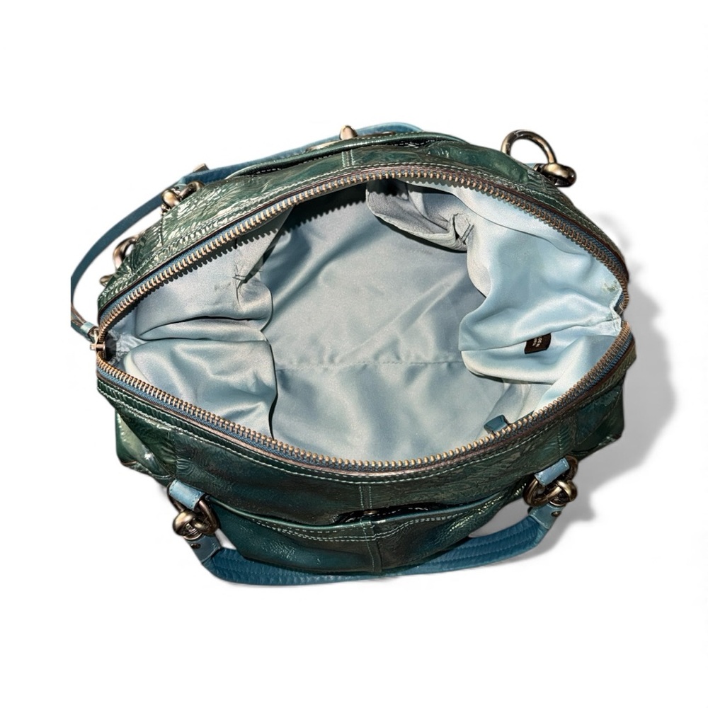 Gorgeous 2010 ELLA Limited Edition Two Tone Teal Patent Leather Large Carryall - Picture 4 of 9